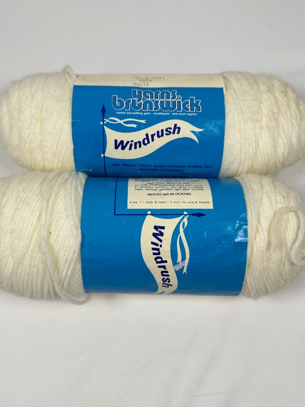 Brunswick Windrush Discontinued Vintage Lot of 2 Skeins White Wintuk Orlon